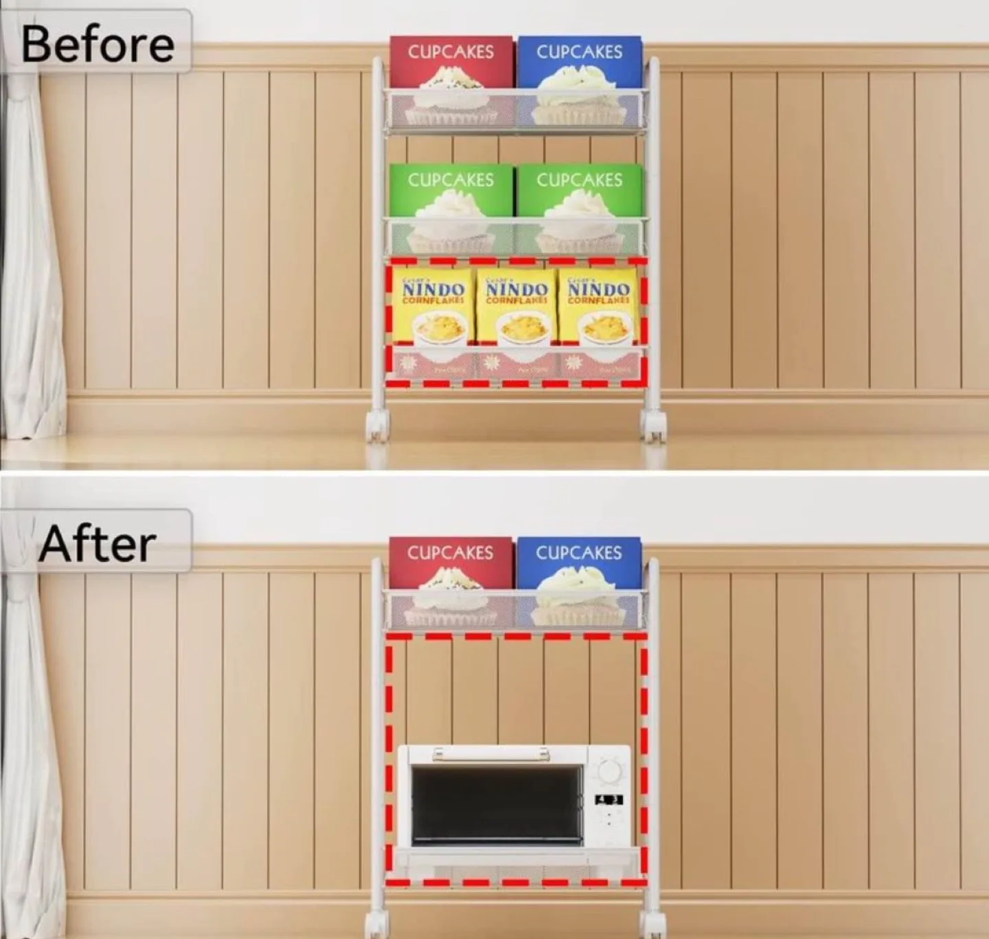 3-Tier Rolling Utility Cart with Locking Wheels image indicator(4)