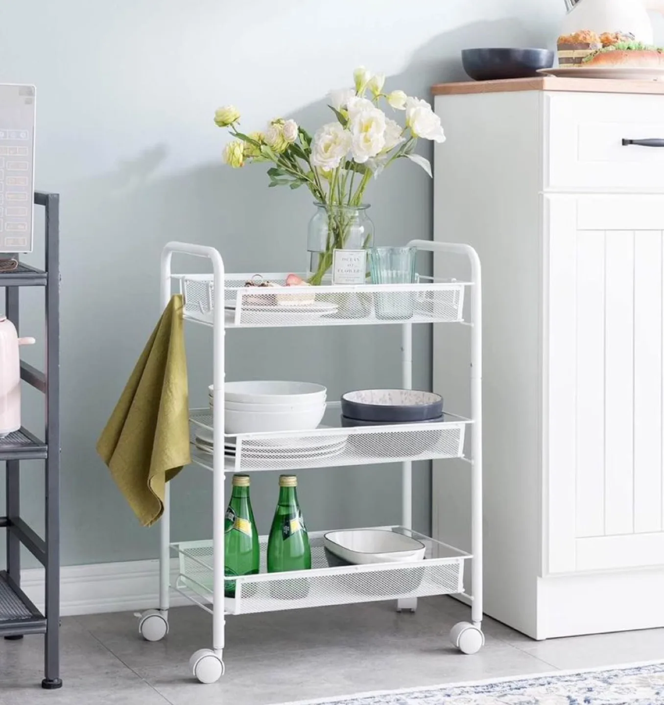 3-Tier Rolling Utility Cart with Locking Wheels image indicator(2)