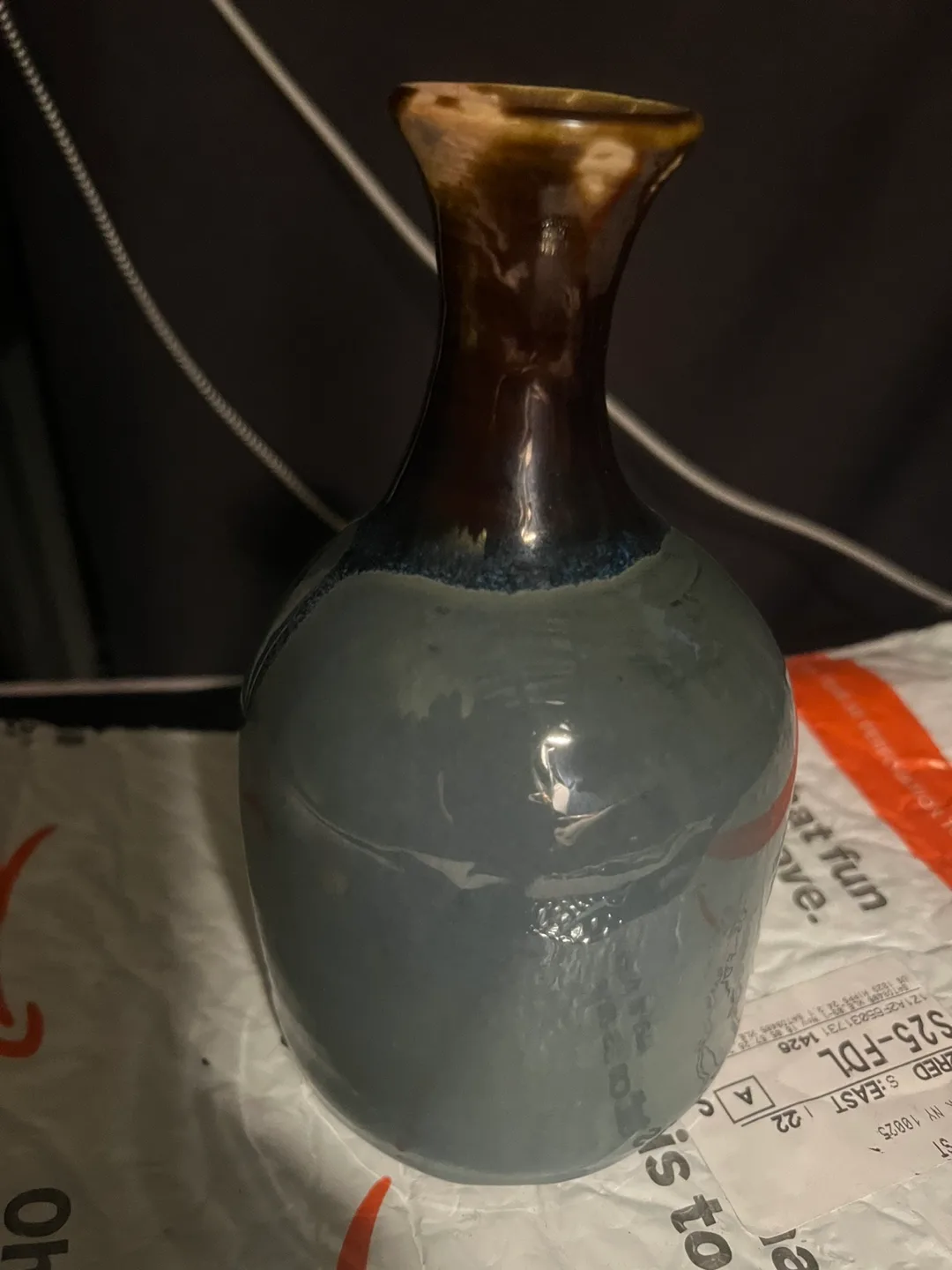 🥕 Small Blue and Brown Ceramic Vase image indicator(2)