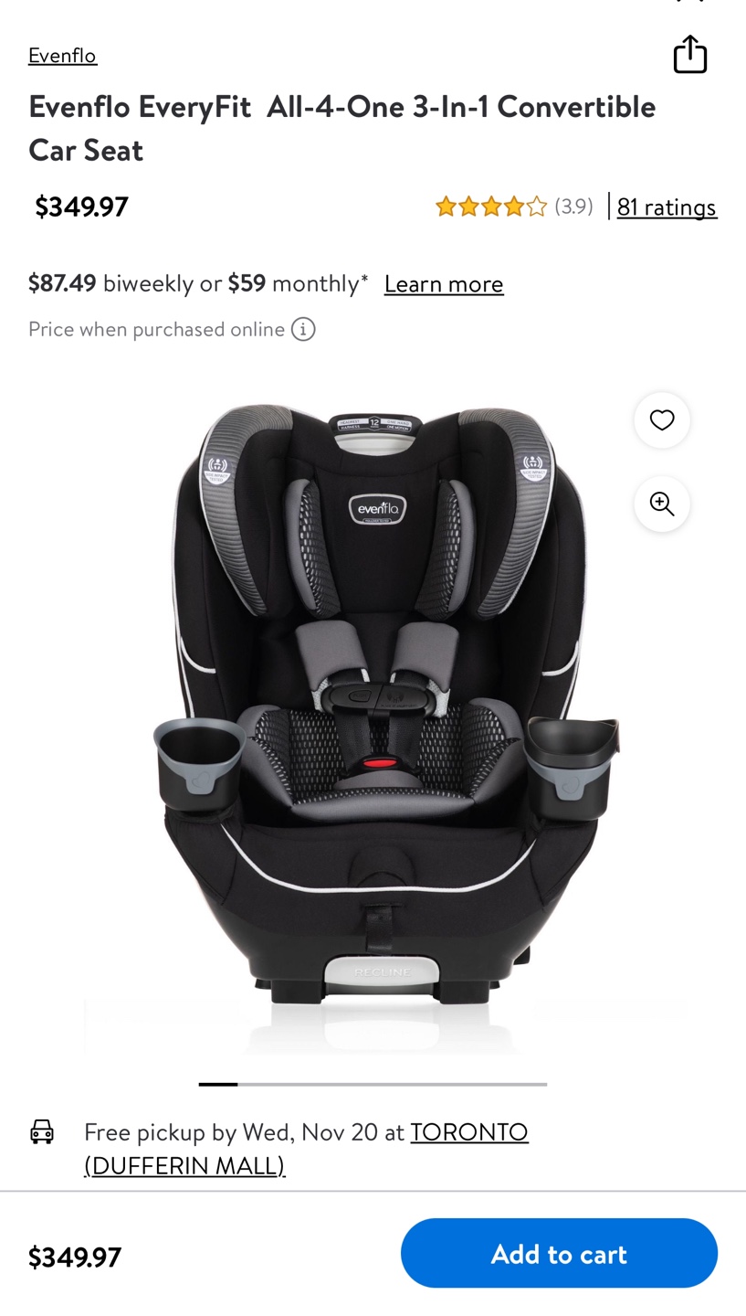 Evenflo EveryFit  All-4-One 3-In-1 Convertible Car Seat