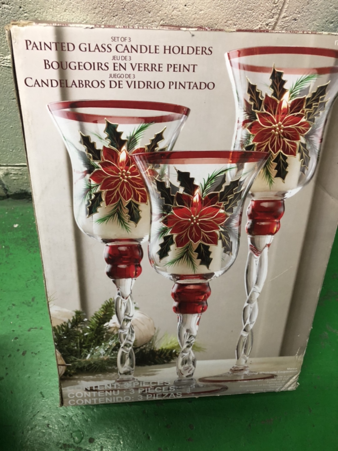 Set of 3 Christmas Candle Holders