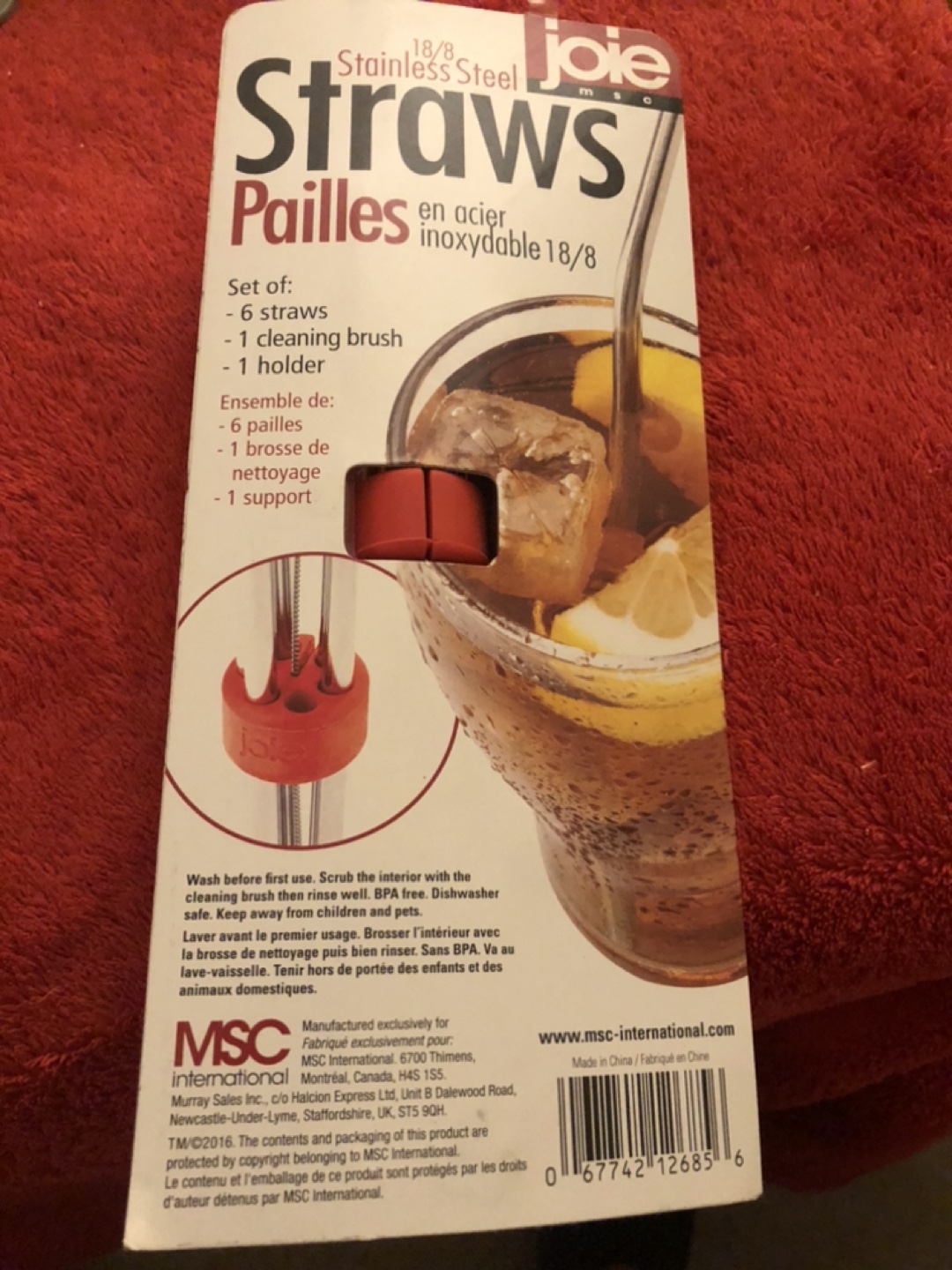 Joie Reusable Stainless Steel Straws with Cleaning Brush - photo 2