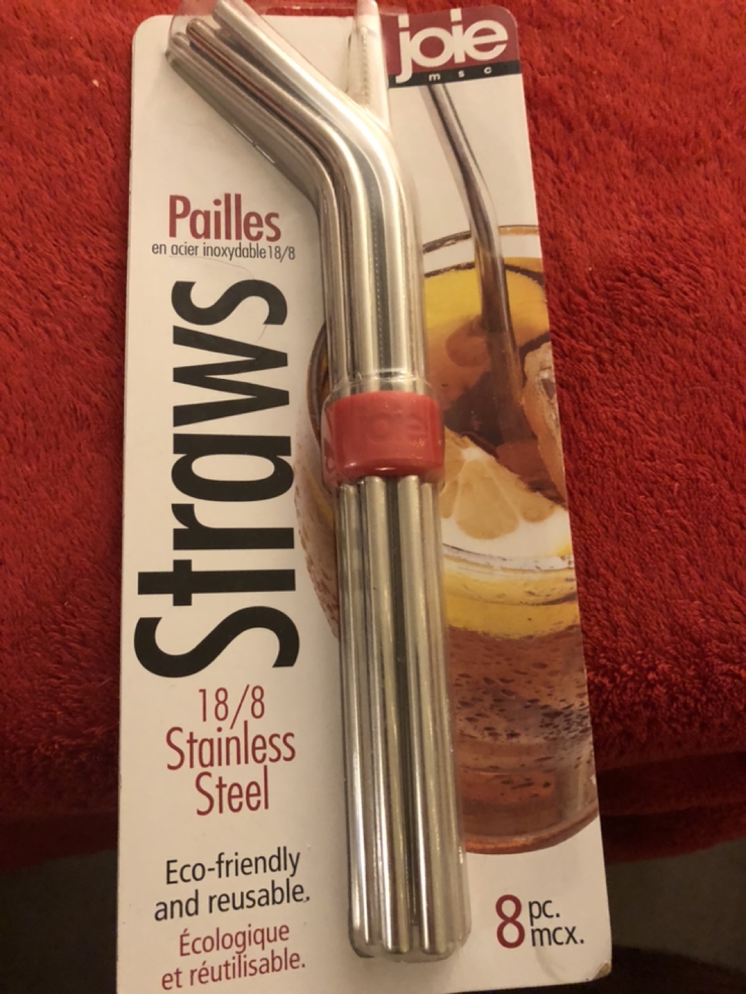 Joie Reusable Stainless Steel Straws with Cleaning Brush