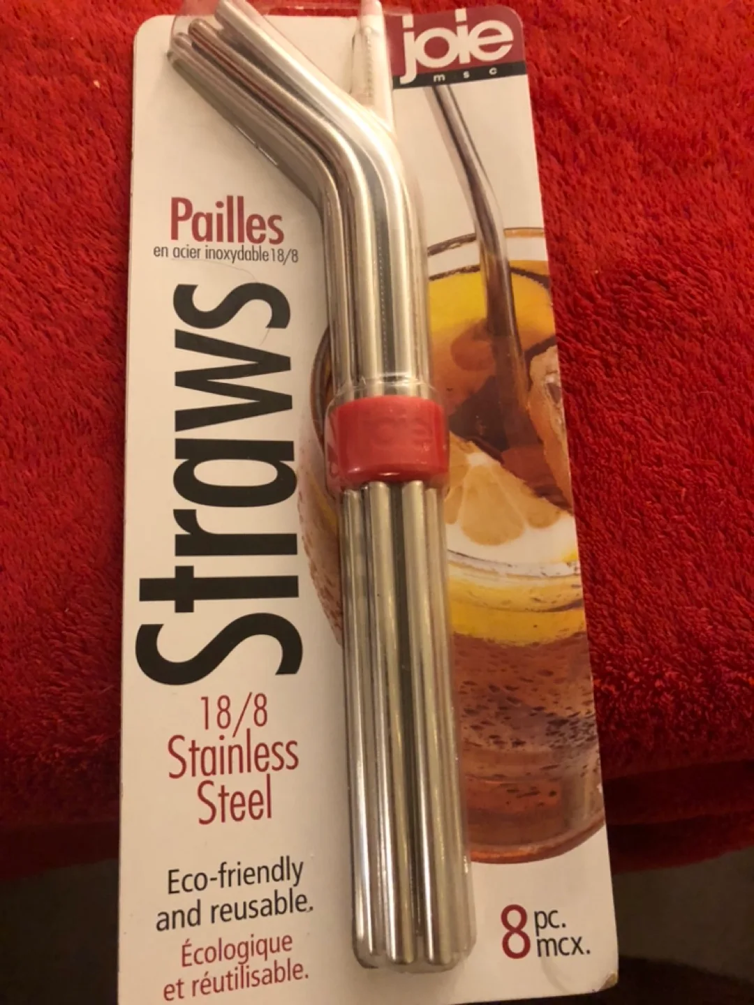 Joie Reusable Stainless Steel Straws with Cleaning Brush thumbnail