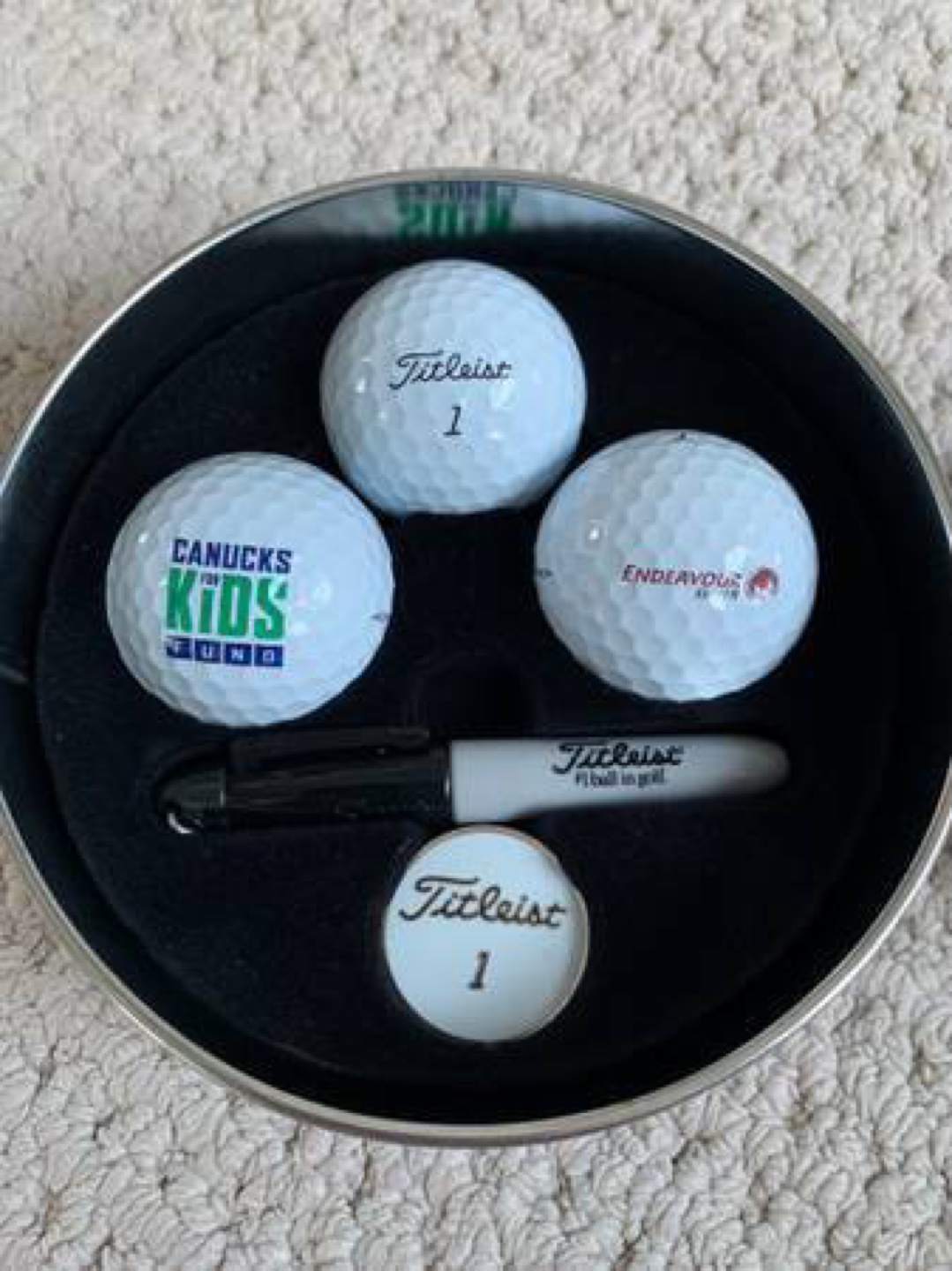 Jake Milford Canucks for Kids Golf Ball Tin