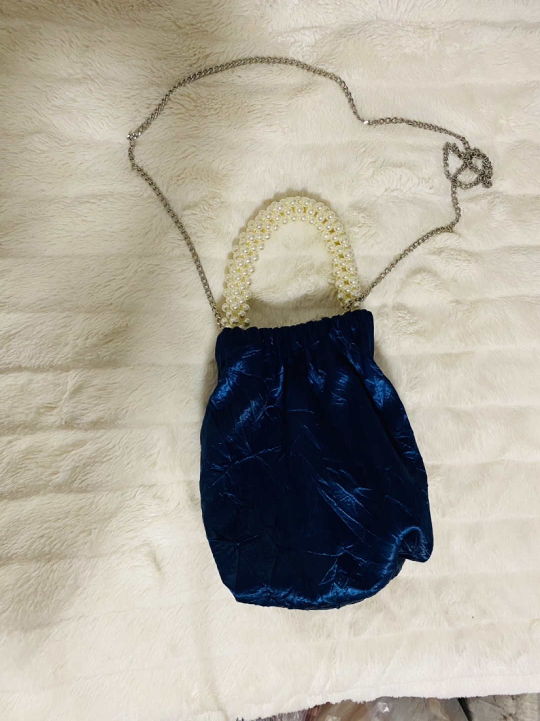 Zara Pearl Handle Magnetic Closure Crossbody Bag blue - photo 3