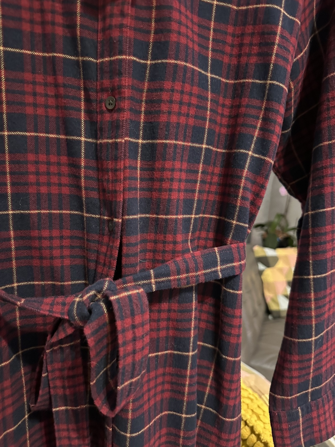 UNIQLO Red Plaid Shirt Dress - photo 2