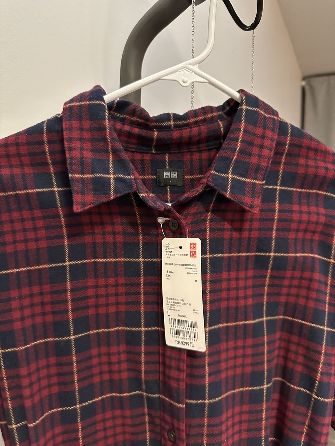 UNIQLO Red Plaid Shirt Dress - photo 5