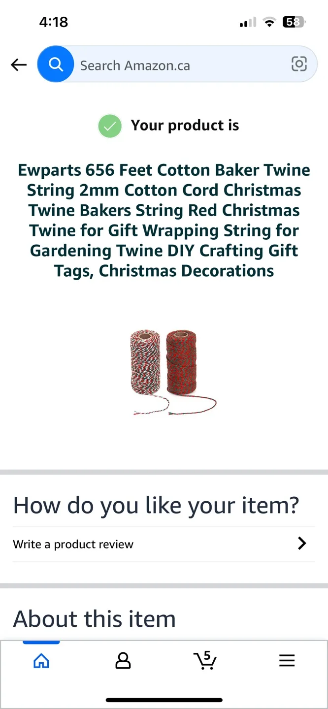 Cotton Baker Twine - Red & Green image indicator(2)