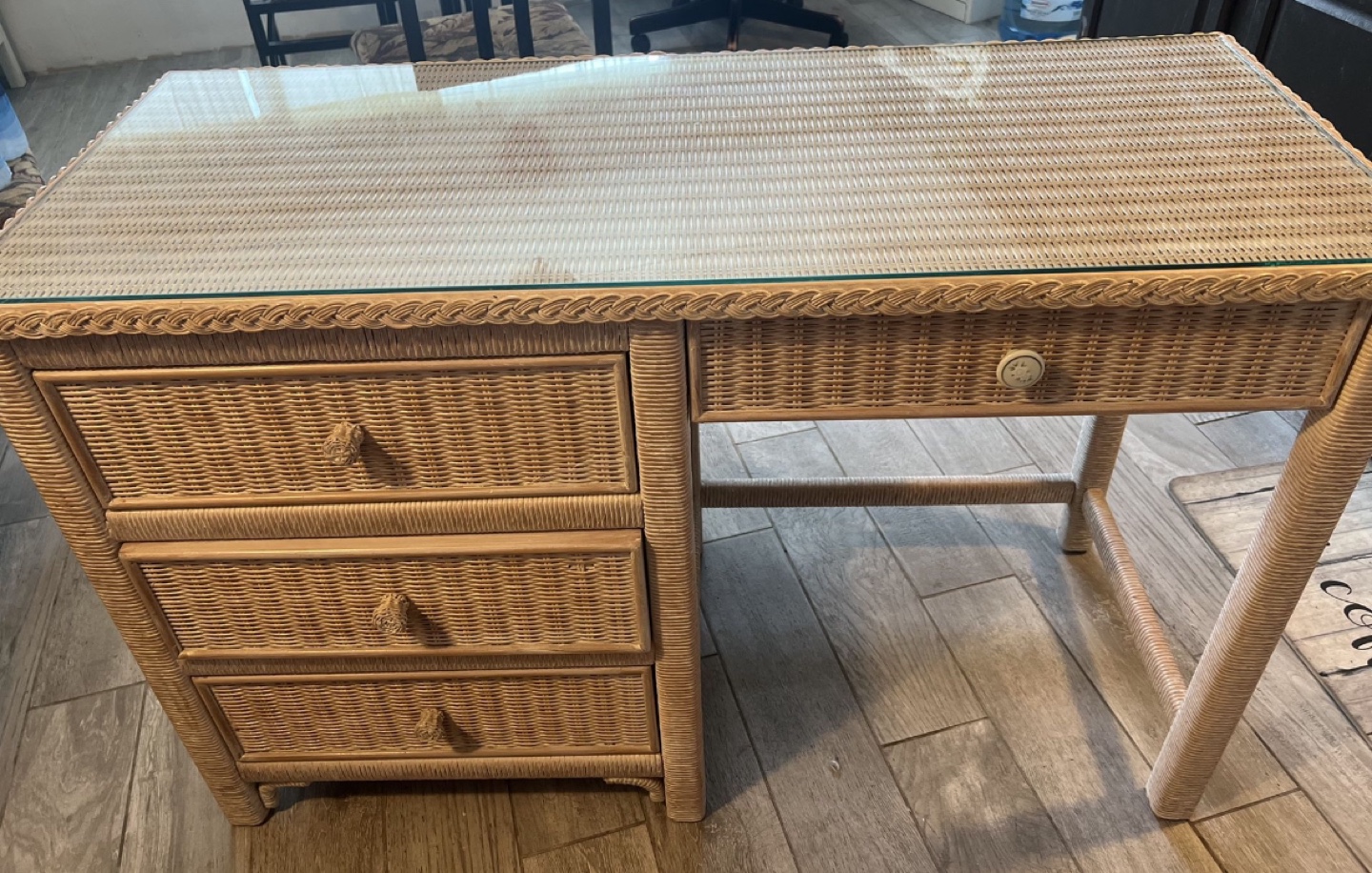 Wicker Desk with Stool - photo 3