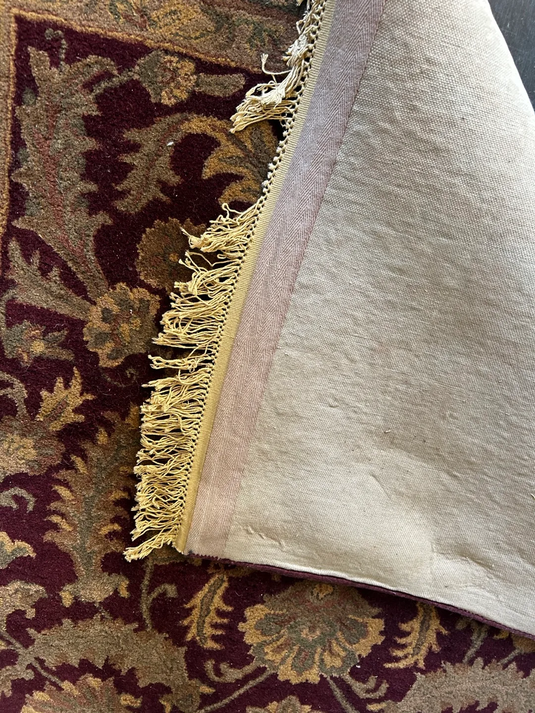 Area Rug Burgundy, Green and Tan Floral Pattern image indicator(3)