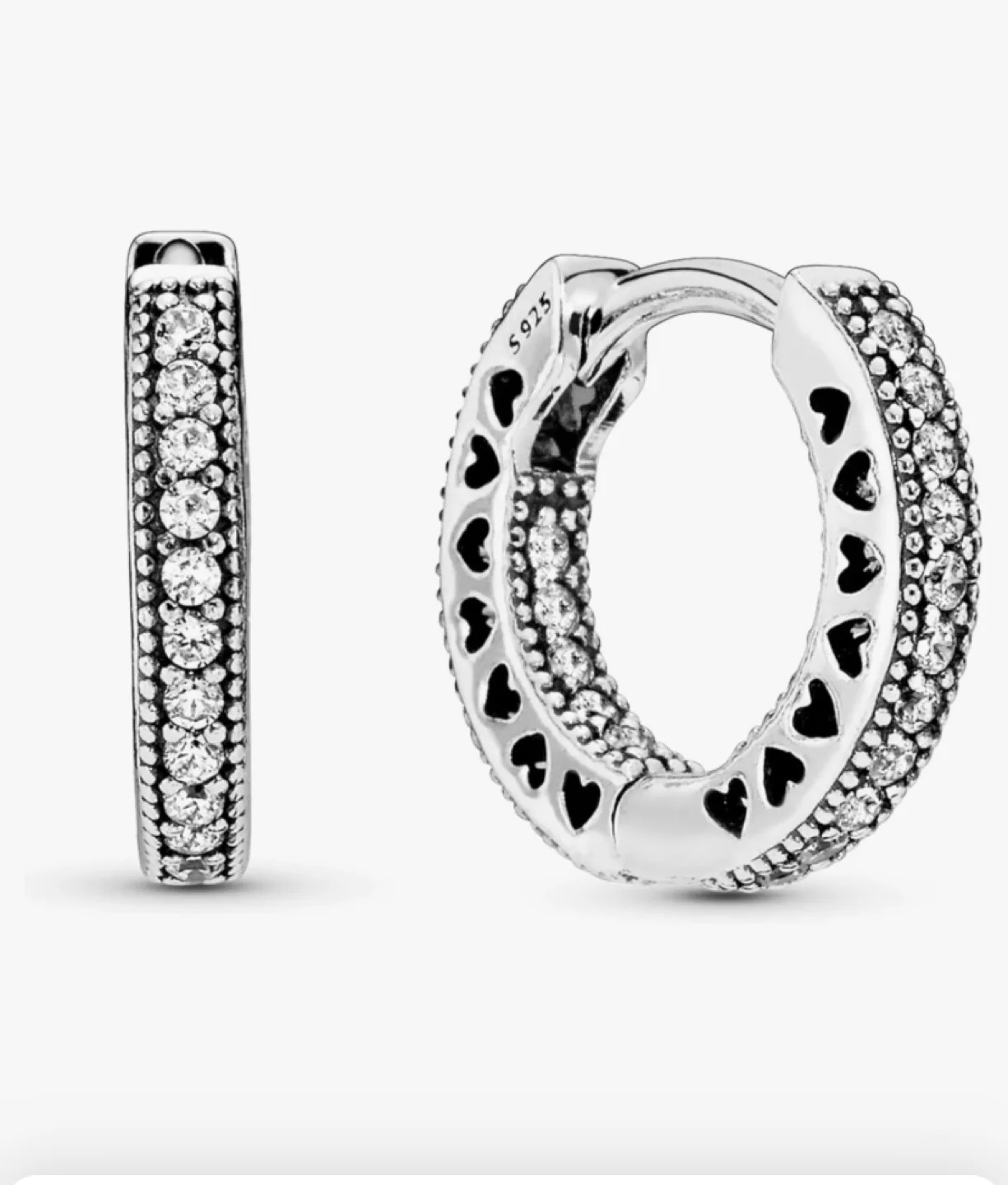 Pandora Pave Heart Hoop Earrings image indicator(5)