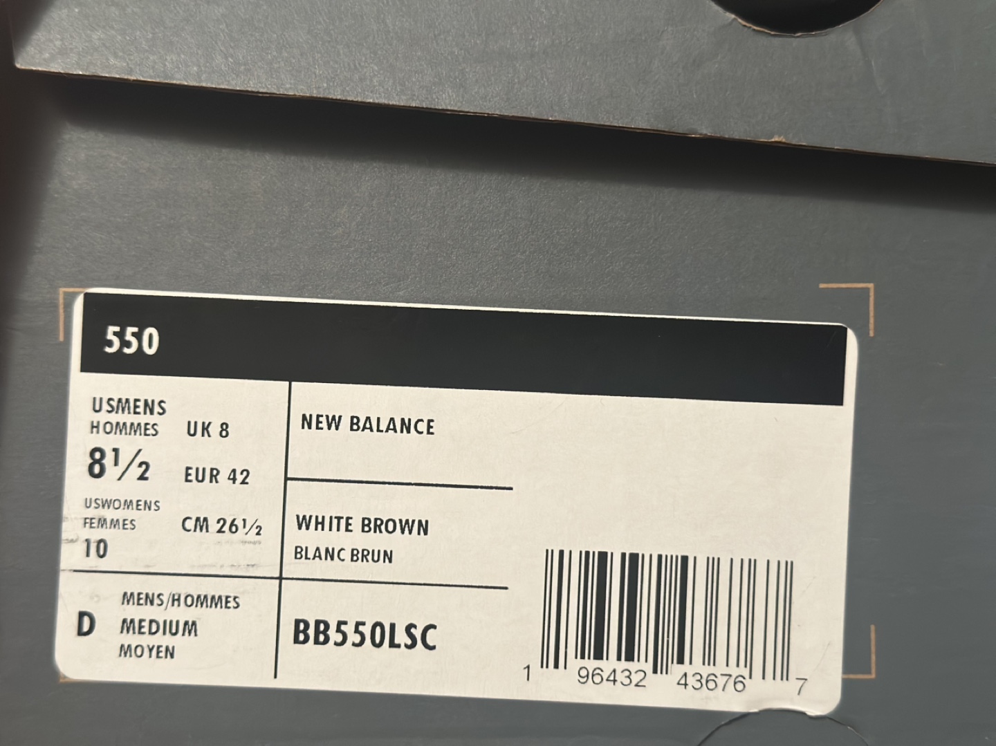New Balance 550 White/Brown Size 8.5 - photo 2