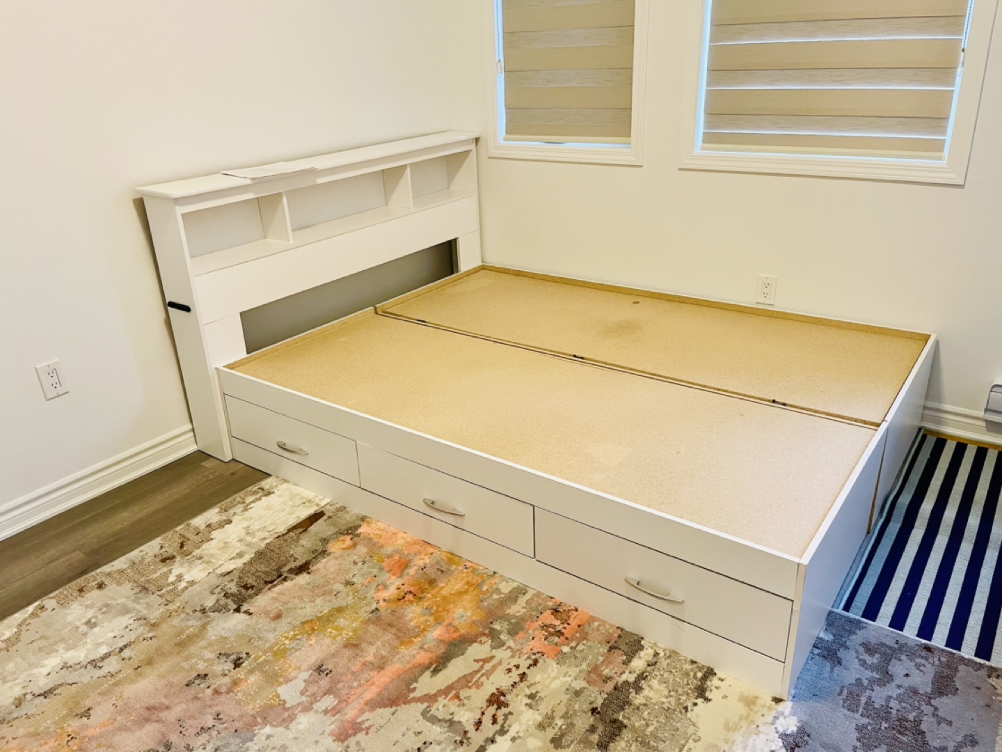 White Storage Bed Frame with Headboard