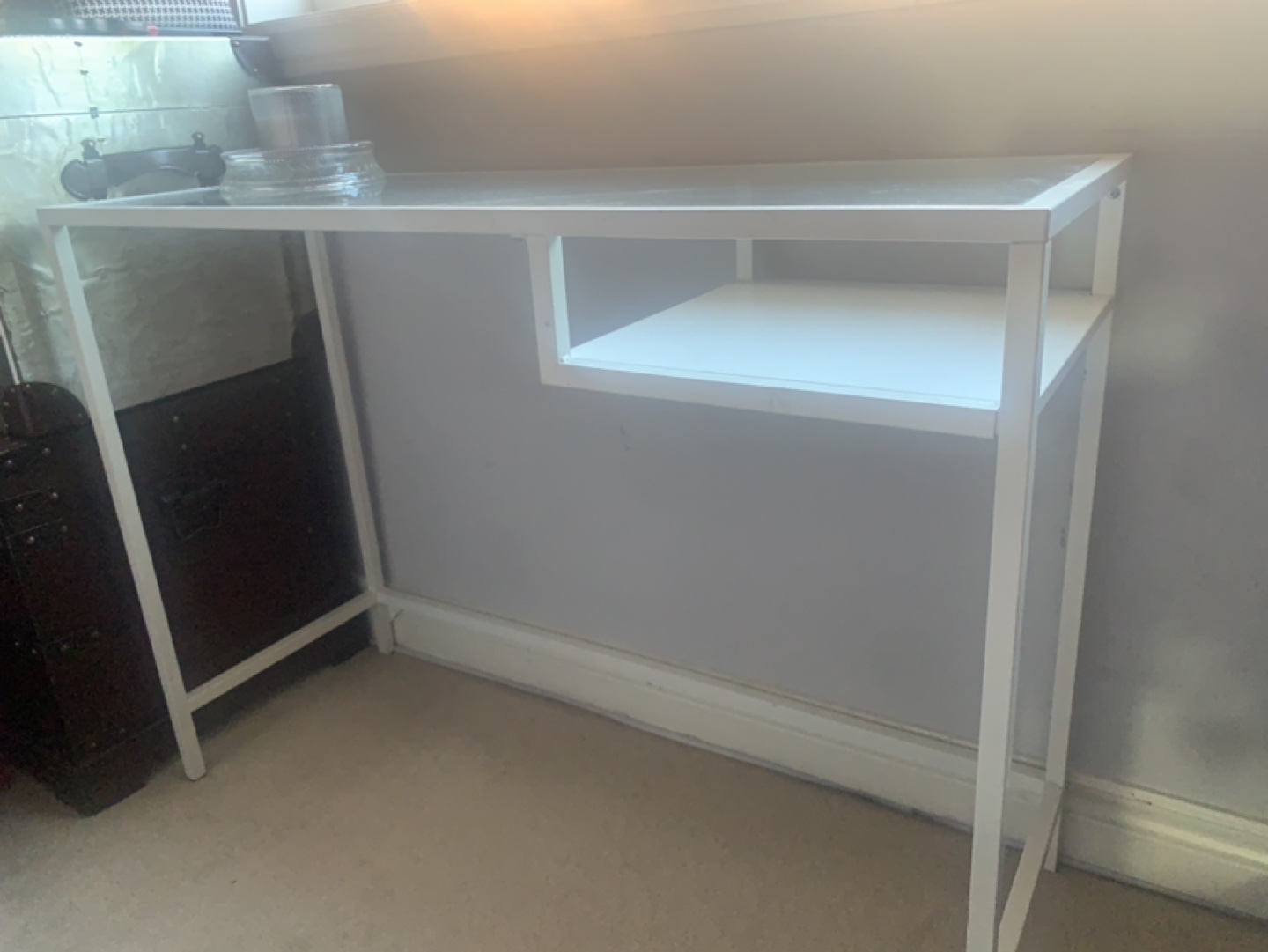 IKEA White Metal Desk with Shelf