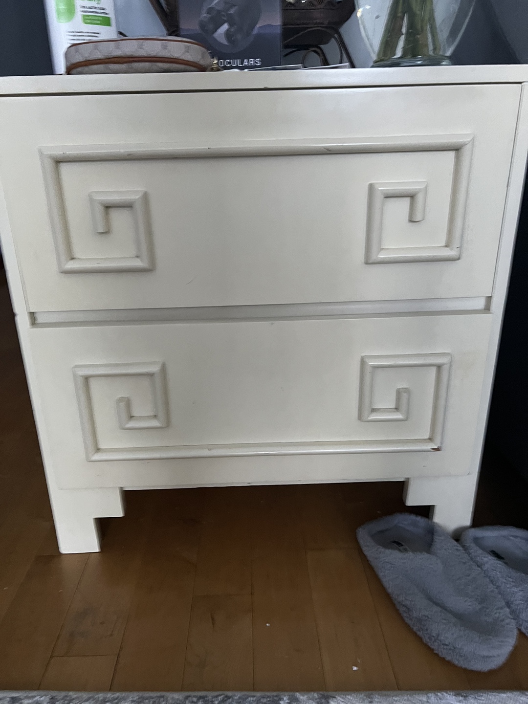 White Nightstand with Two Drawers