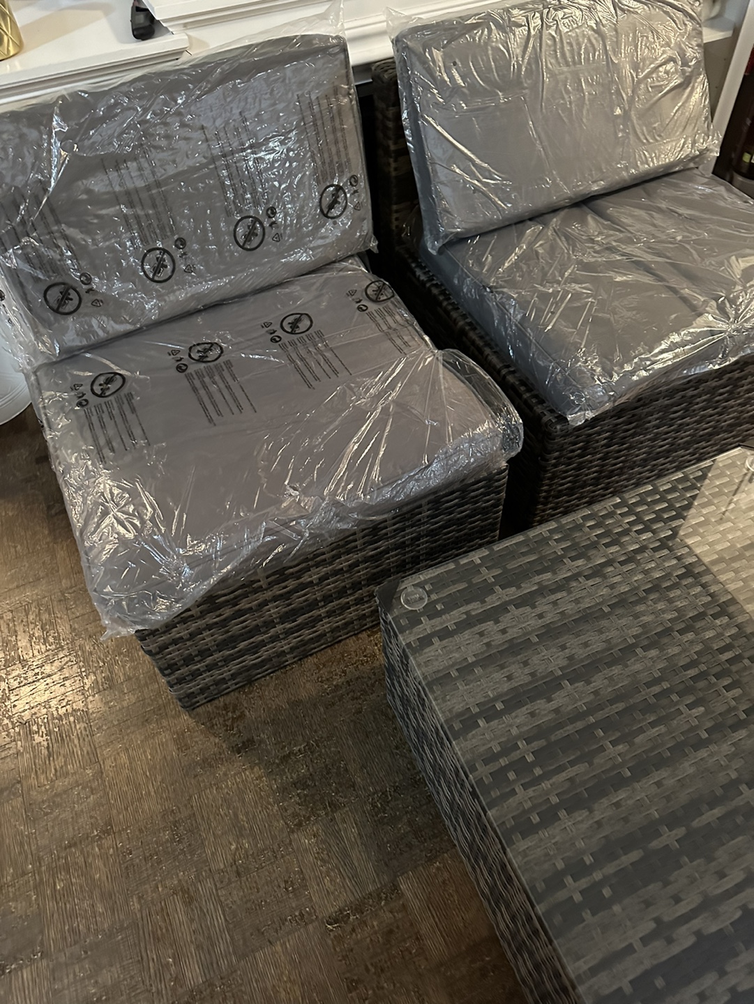 Wicker Patio Set with Glass Top Table - photo 3