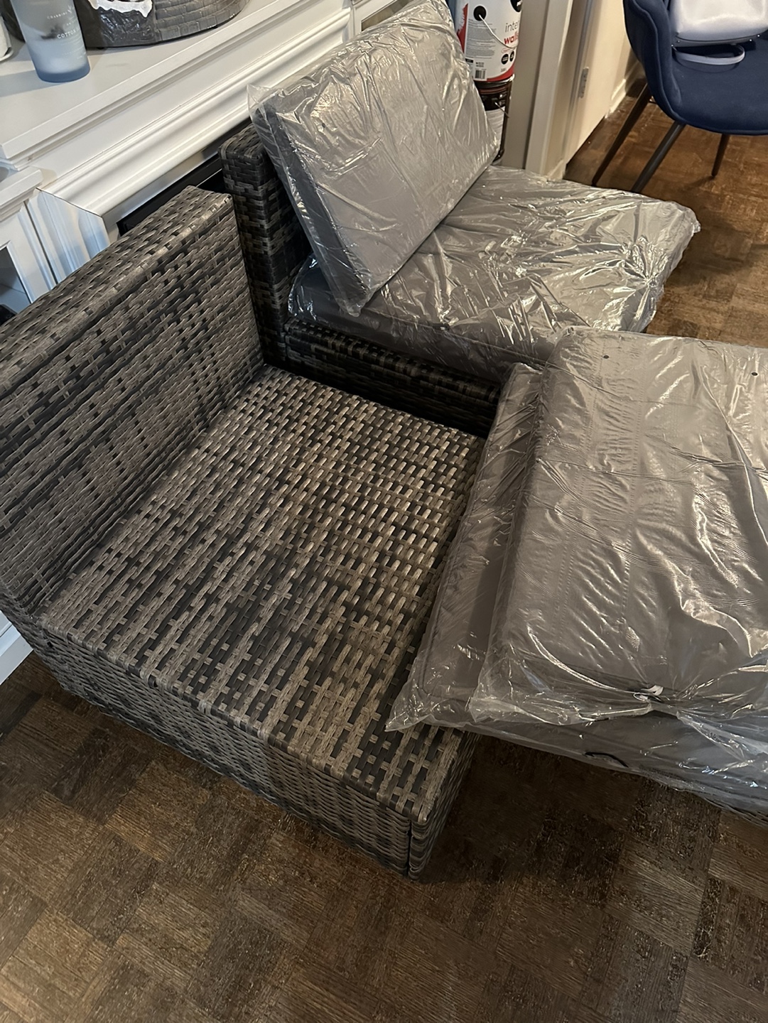 Wicker Patio Set with Glass Top Table - photo 4