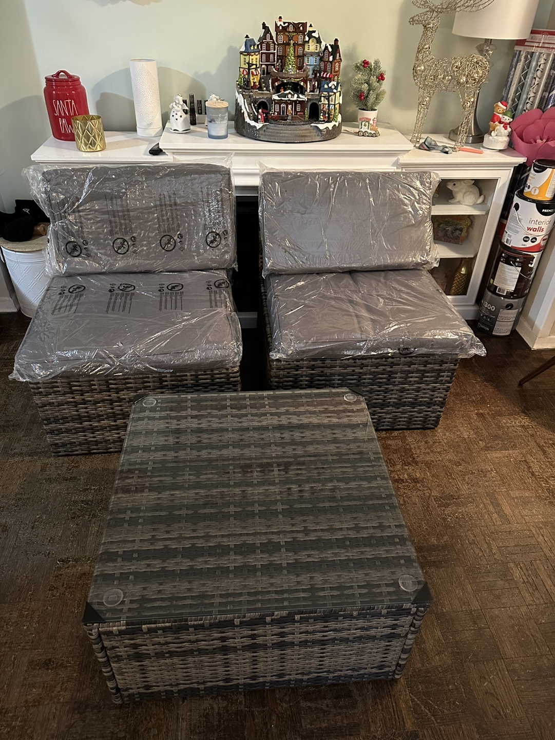 Wicker Patio Set with Glass Top Table - photo 2