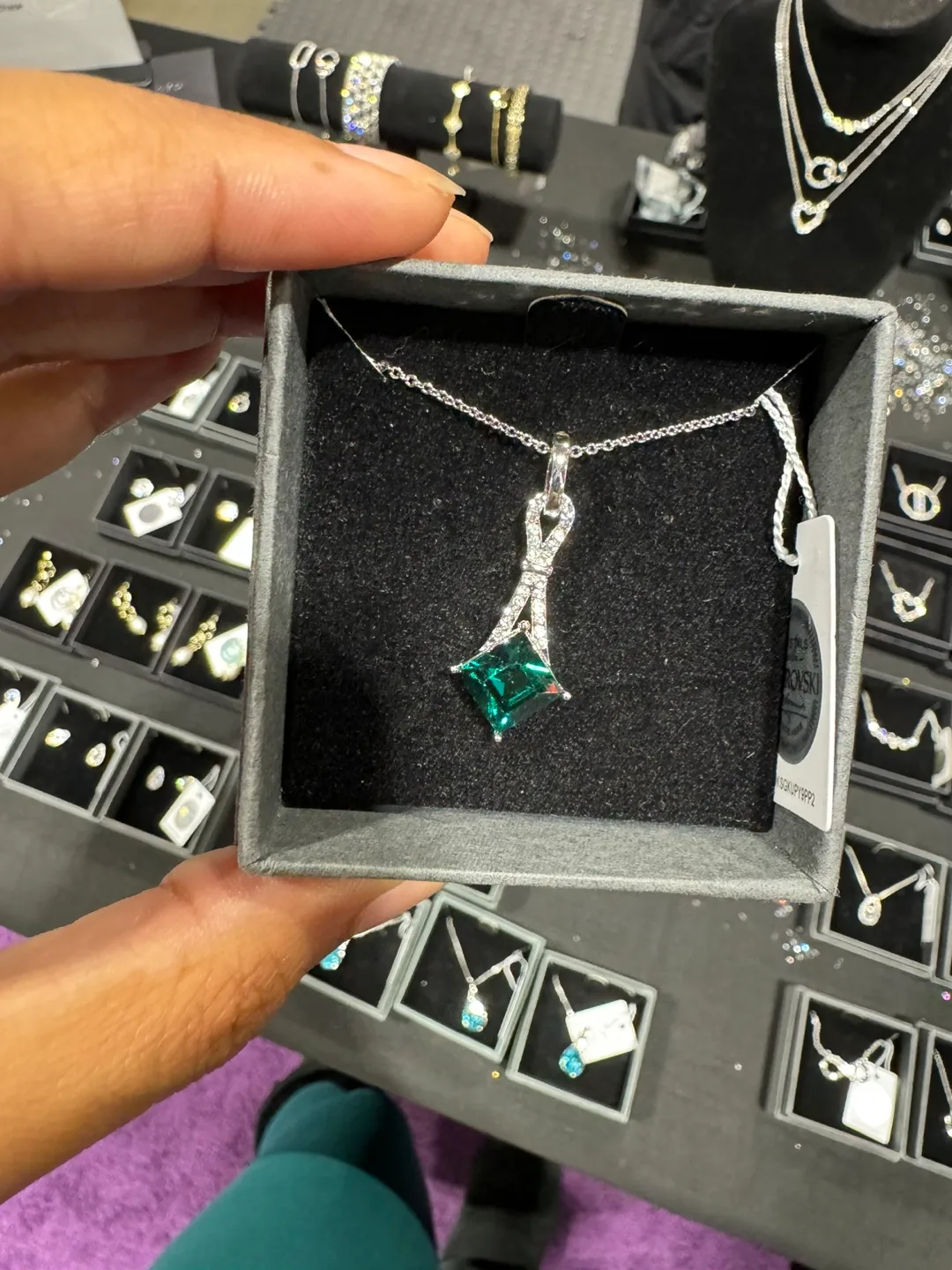 Swarovski Necklace with Green Stone thumbnail