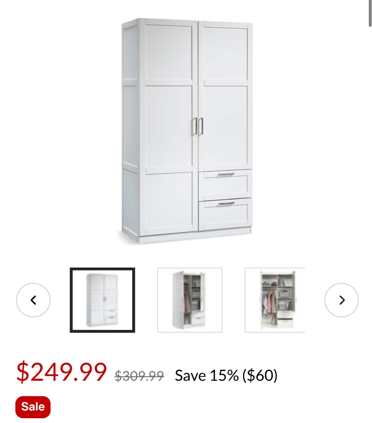 White Wardrobe with Two Drawers - photo 5