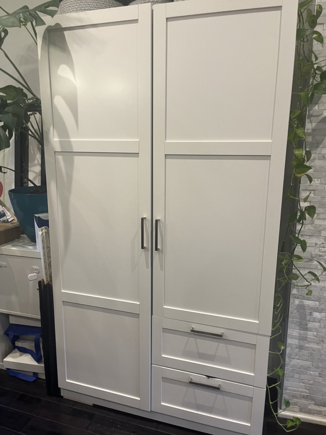 White Wardrobe with Two Drawers