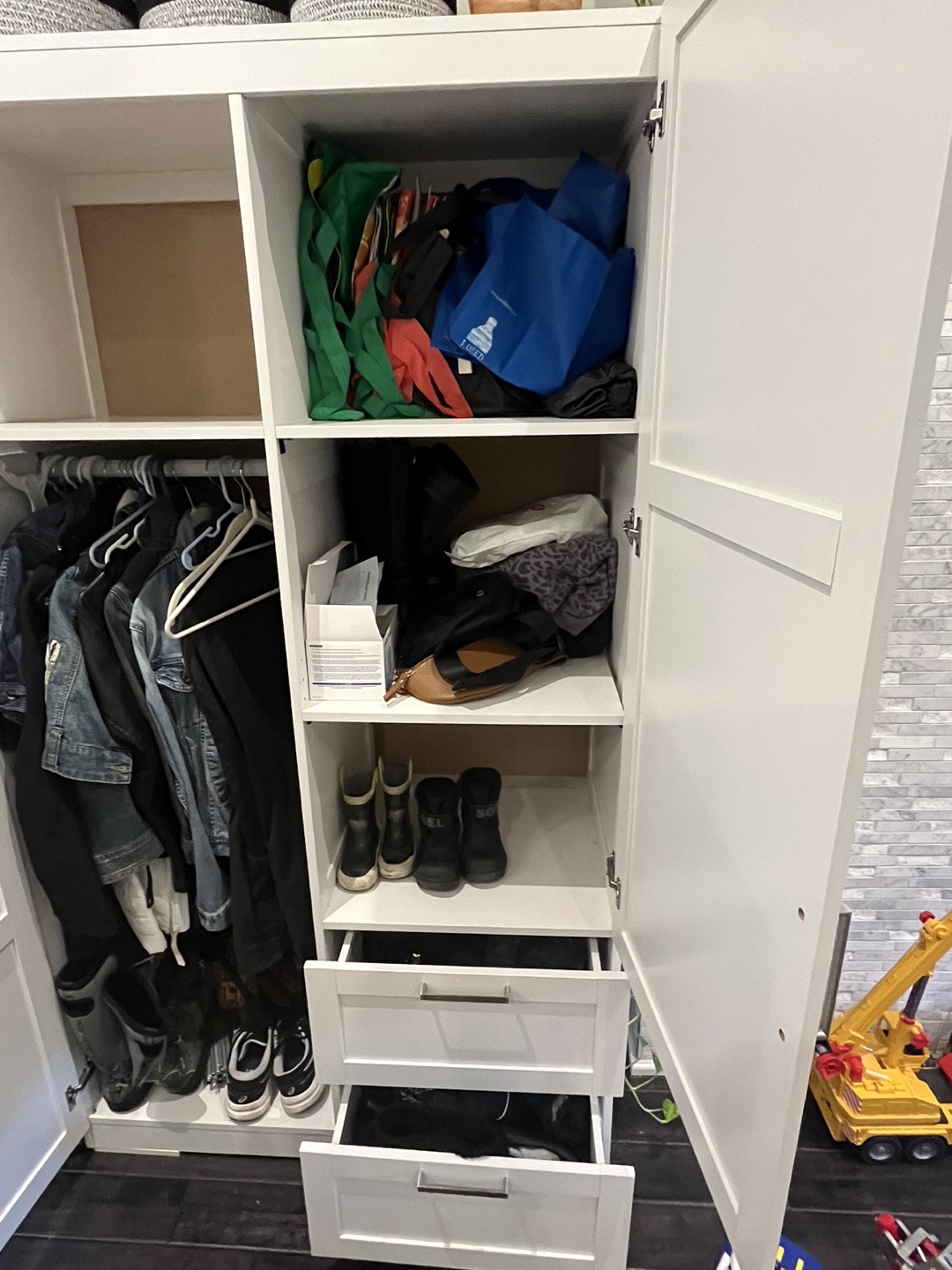 White Wardrobe with Two Drawers - photo 4