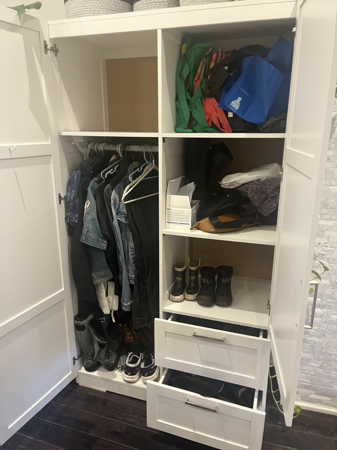 White Wardrobe with Two Drawers - photo 2