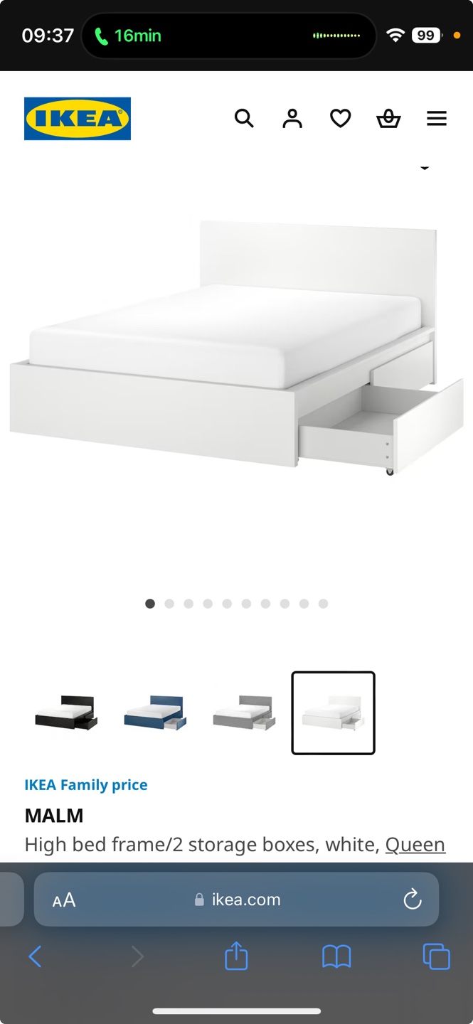 IKEA MALM Queen Bed Frame with Storage