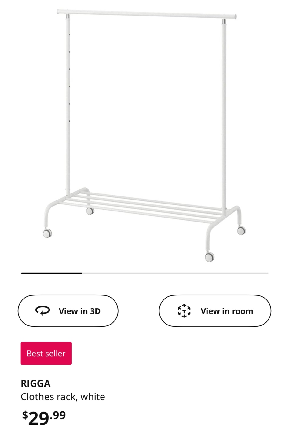 White IKEA RIGGA Clothes Rack