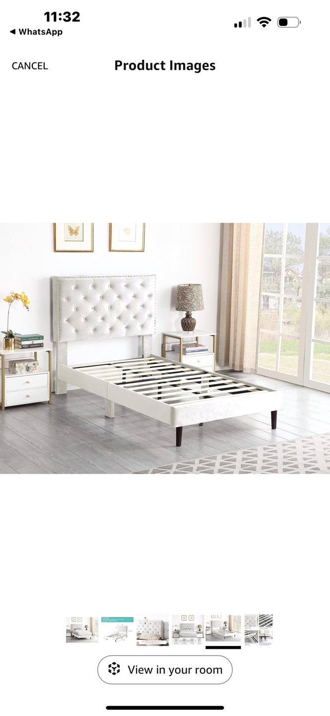 White Upholstered Twin Bed Frame