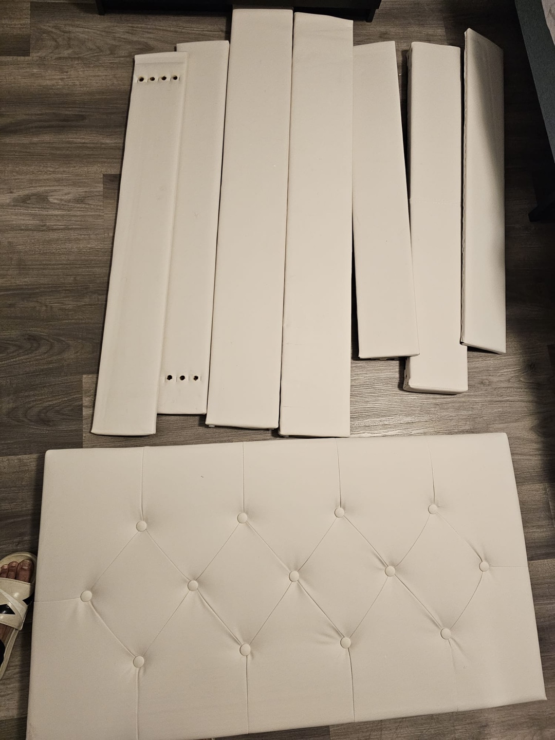 White Upholstered Twin Bed Frame - photo 3