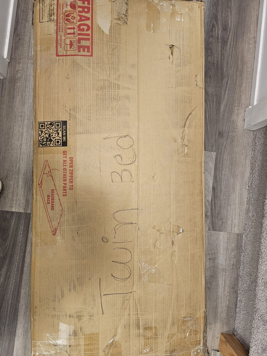 White Upholstered Twin Bed Frame - photo 5