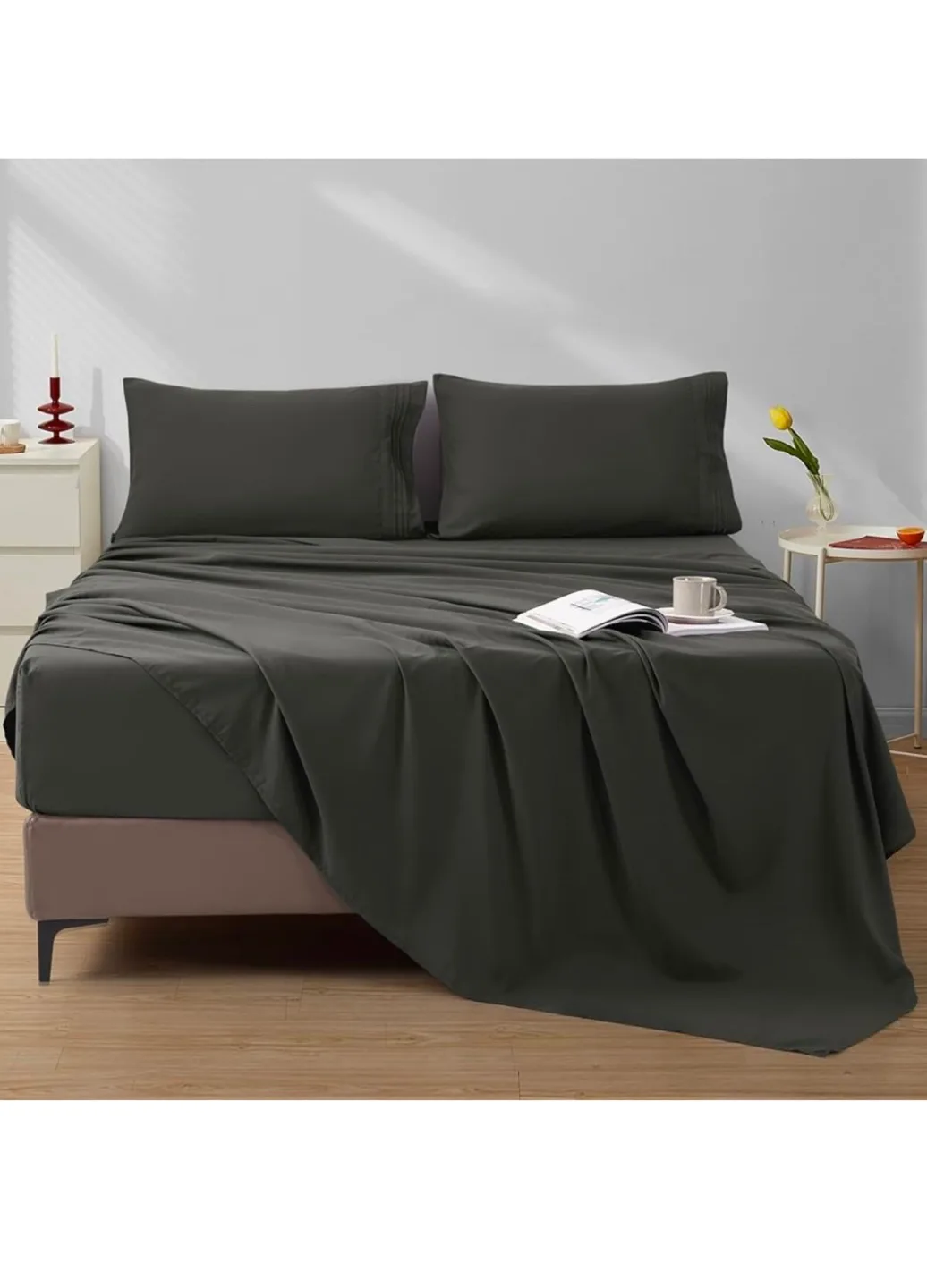 4 pcs Bed Sheet Set (Queen size) 🆕 Dark grey colour thumbnail