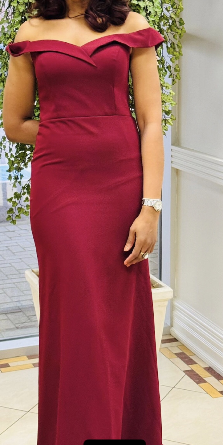 Burgundy Off-the-Shoulder Maxi Dress - photo 2