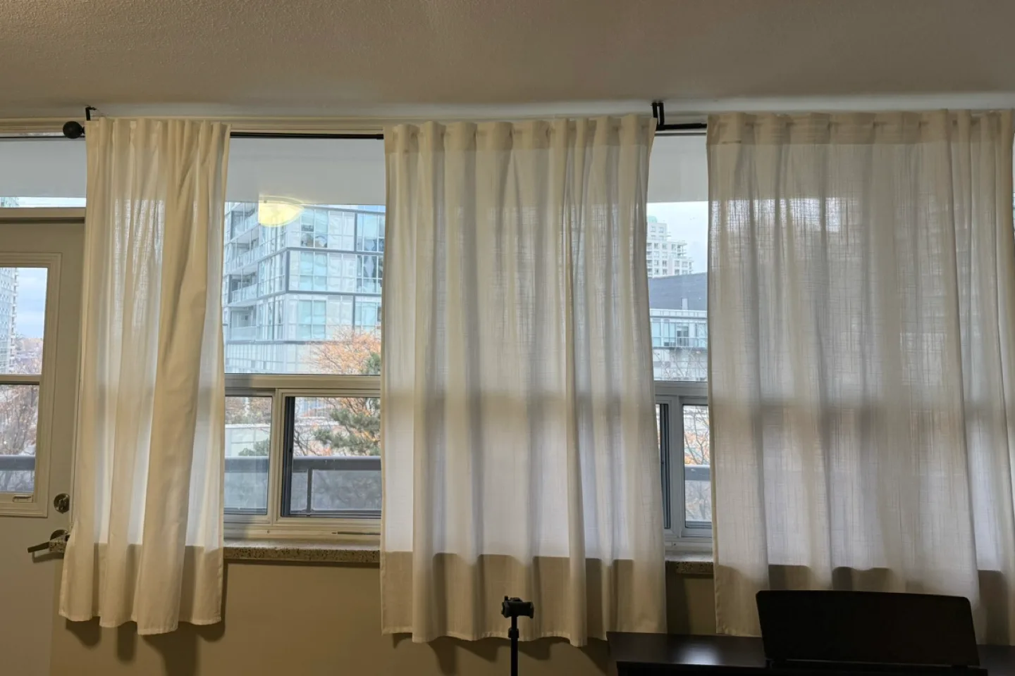 White Sheer Curtains with rods image indicator(3)