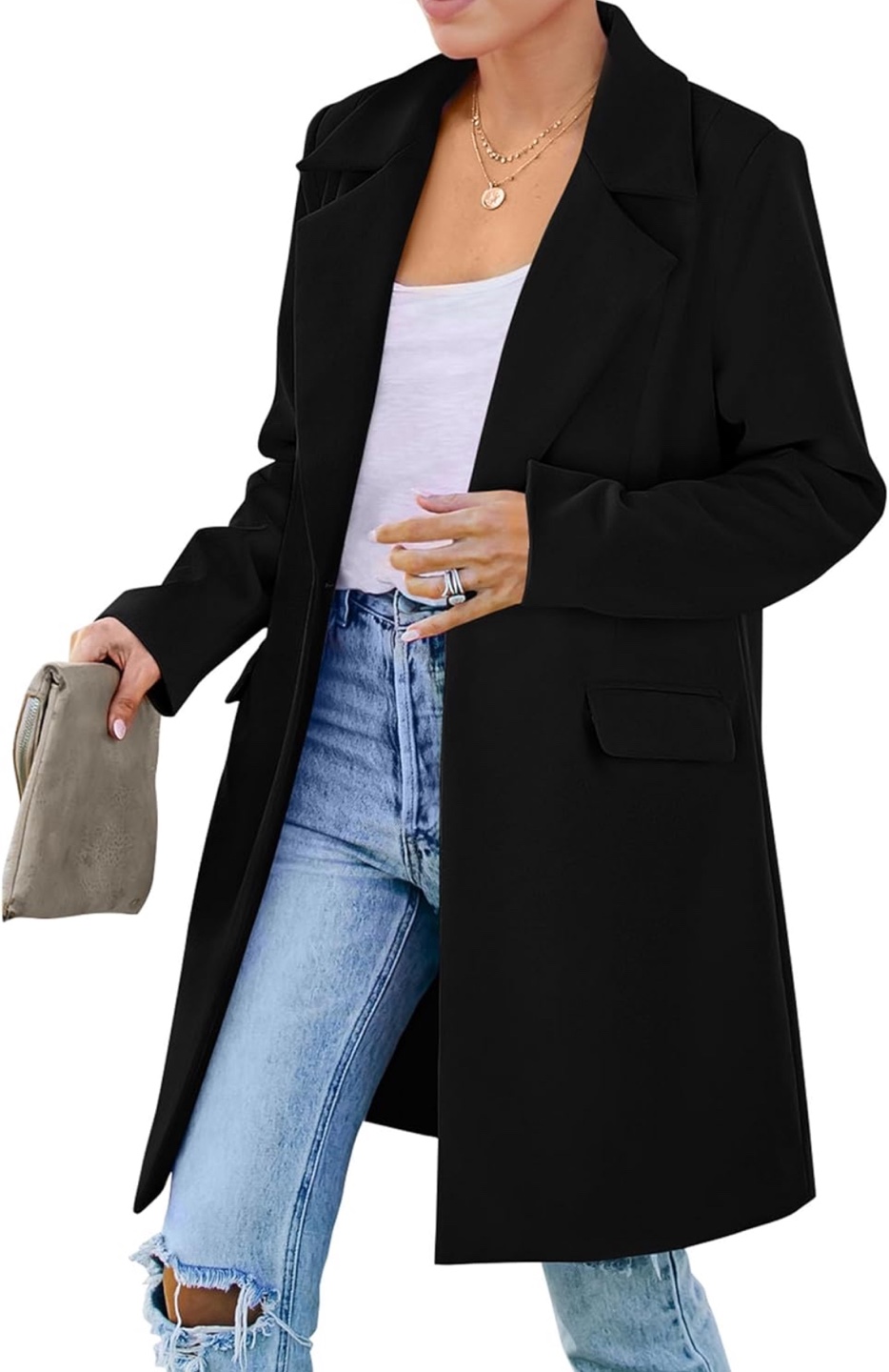 NEW!! PRETTYGARDEN  Long Blazer Jacket with Pockets