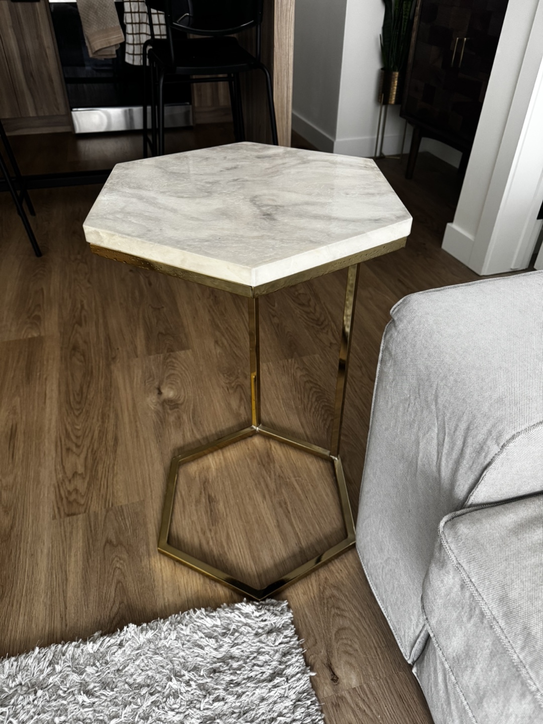 Gold and faux Marble Side Table - photo 4