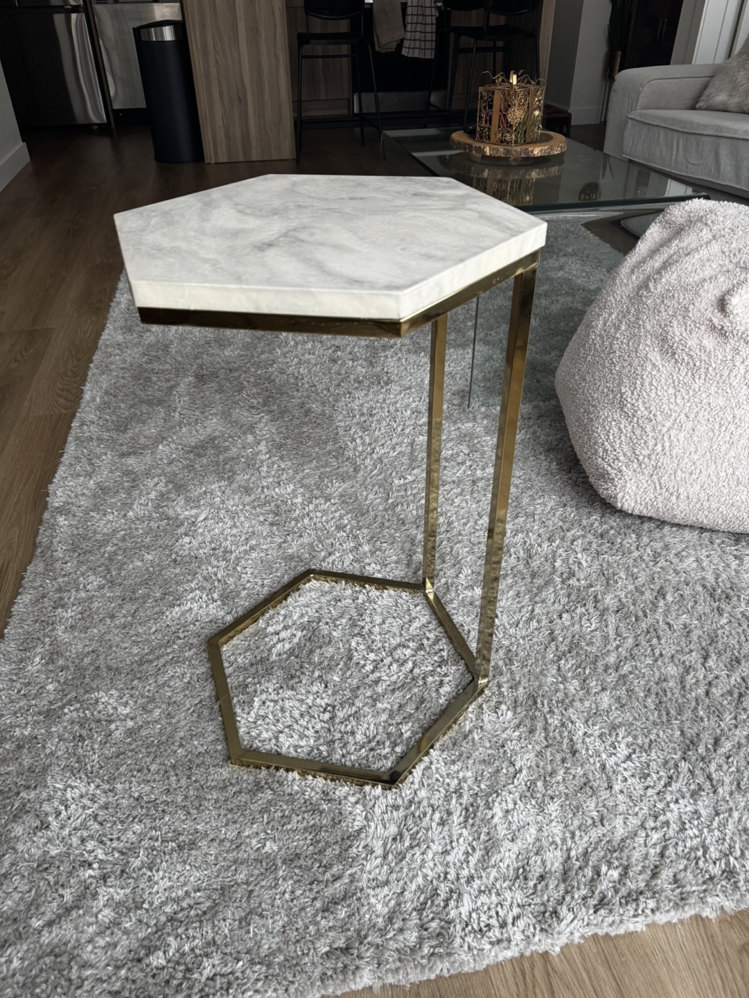 Gold and faux Marble Side Table - photo 3