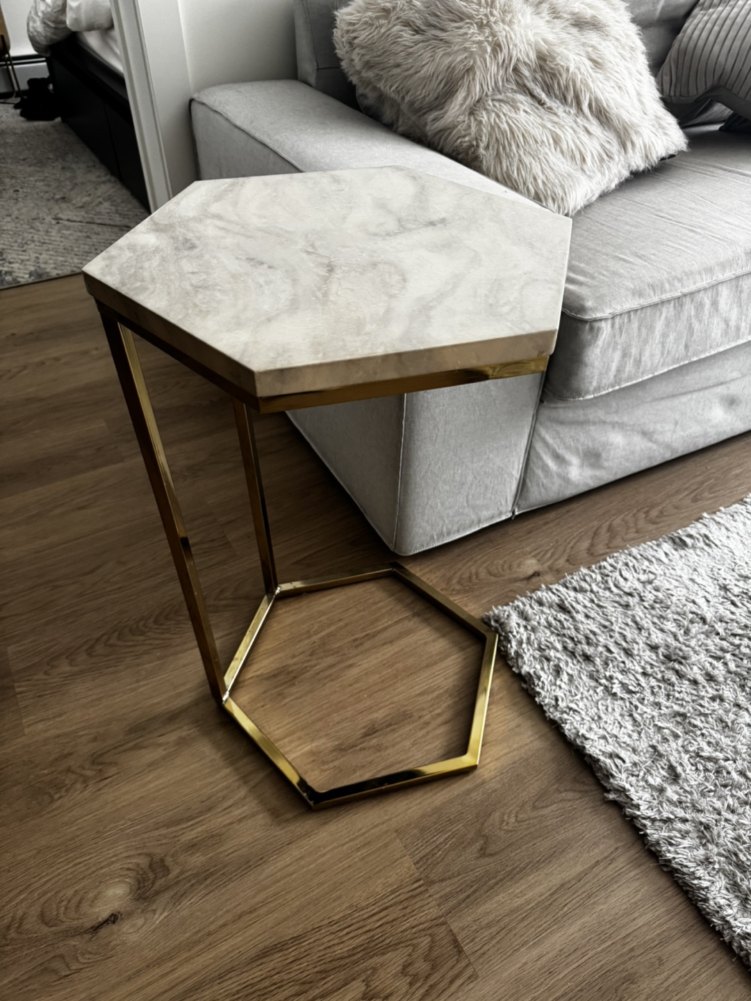 Gold and faux Marble Side Table