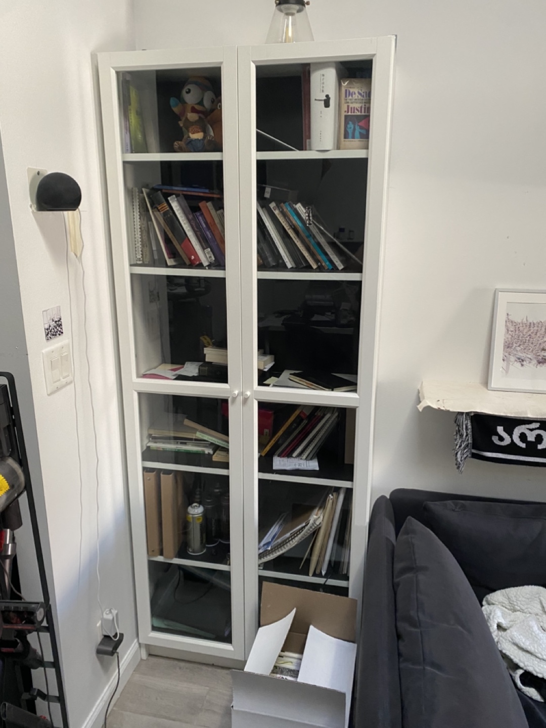 White Bookcase with Glass Doors