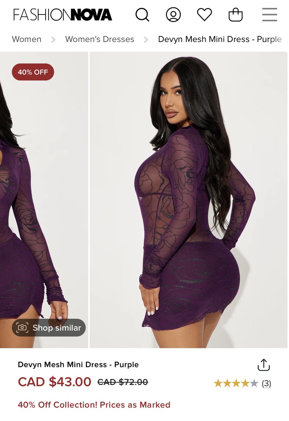Fashion Nova Purple Mesh Mini Dress - photo 2