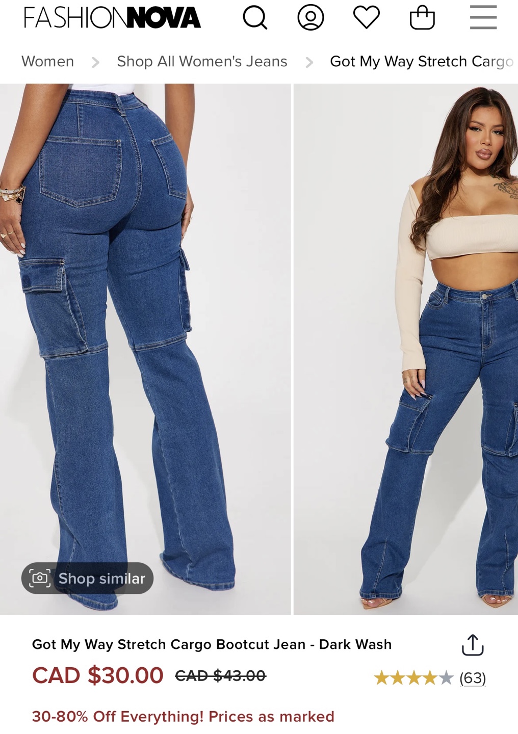 Fashion Nova Cargo Bootcut Jeans - photo 2