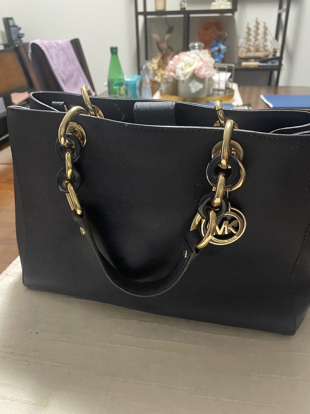 Michael Kors Blue Chain Strap Tote Bag