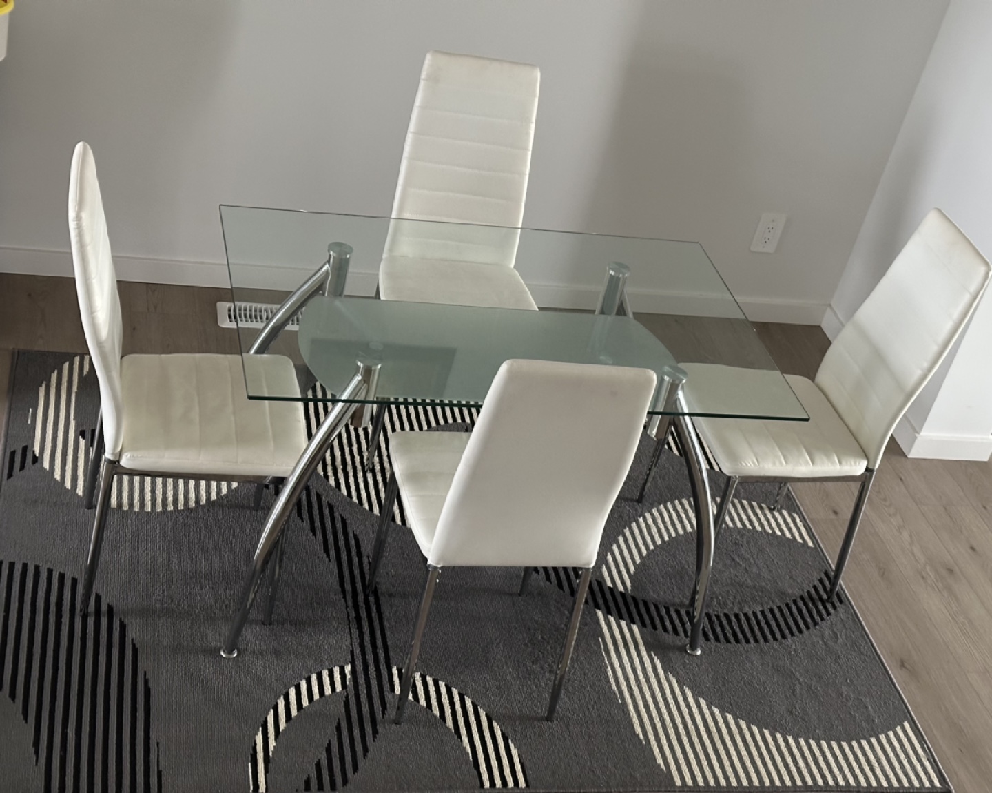 Glass Dining Table with 4 Chairs