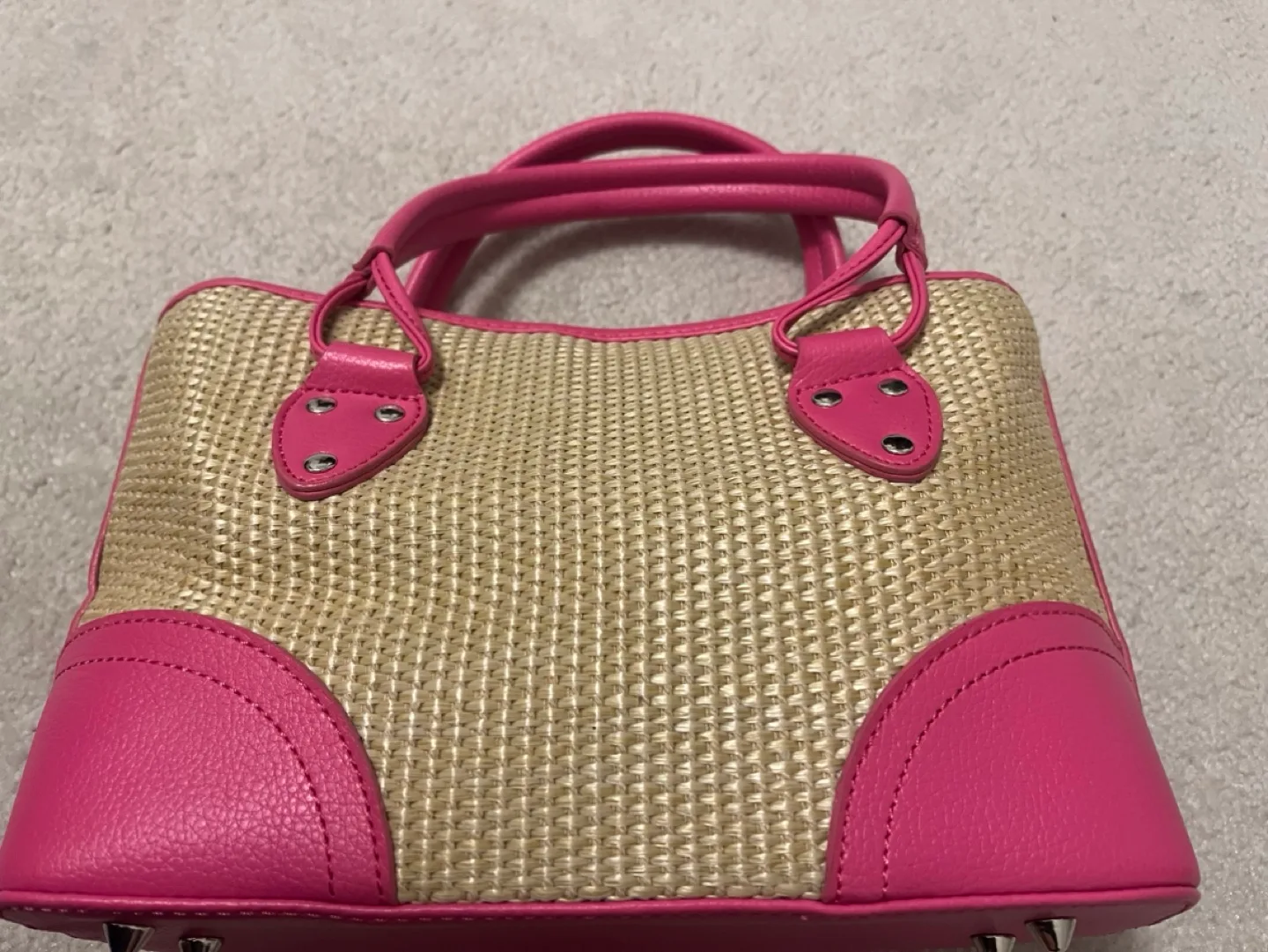 Pink and Straw Handbag image indicator(5)
