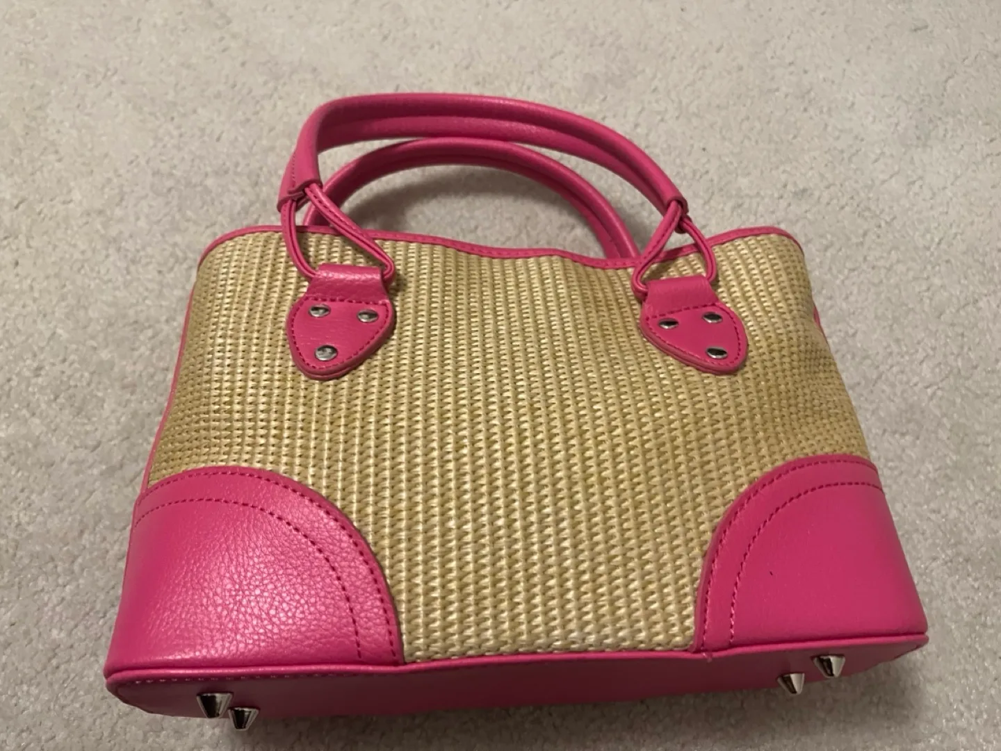 Pink and Straw Handbag image indicator(3)