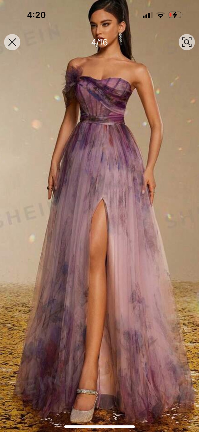 Stunning Floral Print Tulle Gown