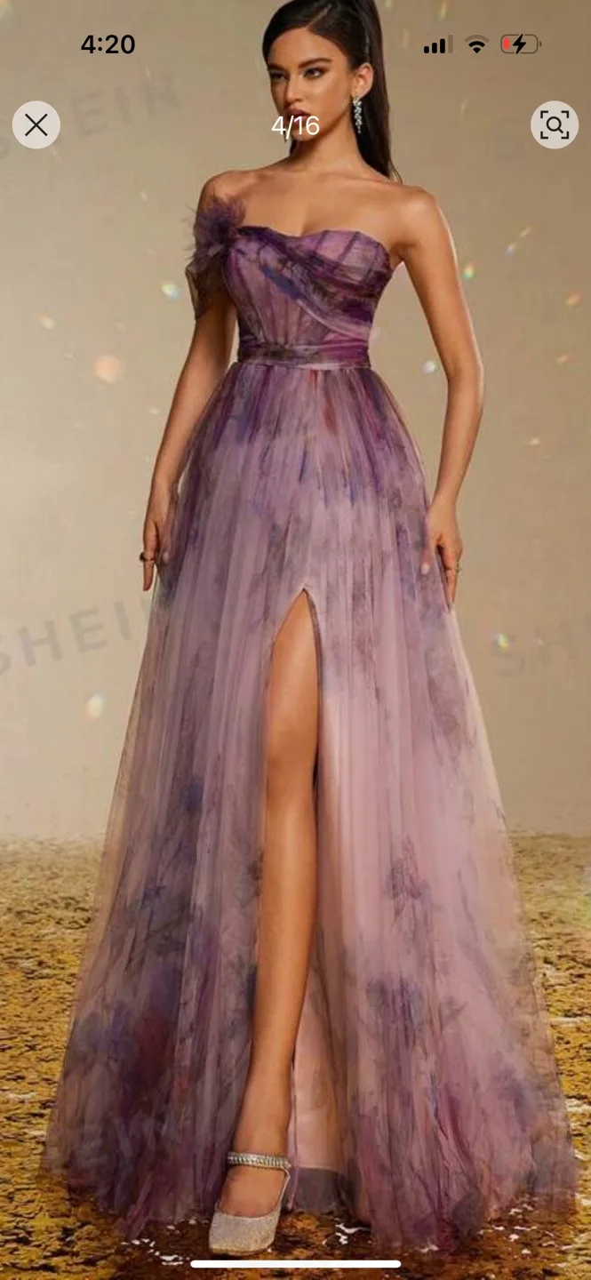 Stunning Floral Print Tulle Gown thumbnail