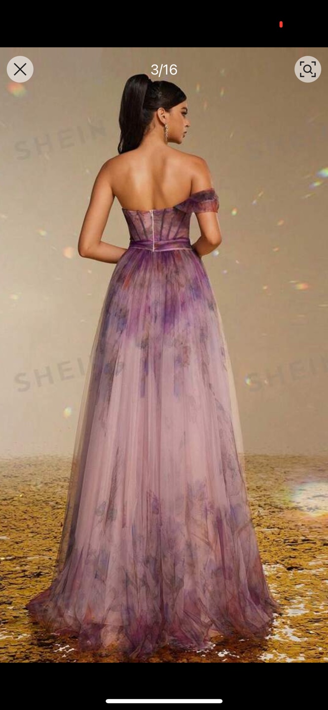 Stunning Floral Print Tulle Gown - photo 2